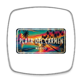 Playa del Carmen, Mexique, coucher de soleil Design - Magnet carré - blanc - Devant