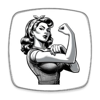 Strength Strong Woman Rockabilly Style Gift - Square fridge magnet - white - Front