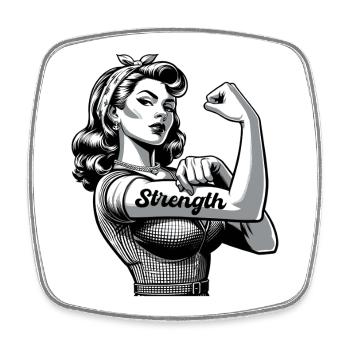 Strength Strong Woman Rockabilly Style Gift - Square fridge magnet - white - Front