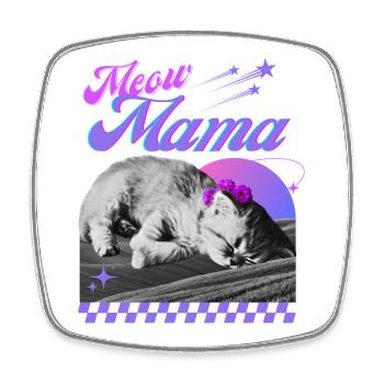 Chat endormi avec couronne de fleurs - Magnet carré - blanc - Devant