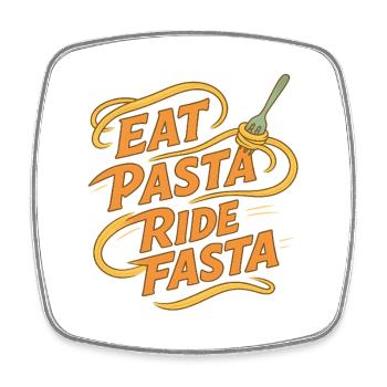 Eat Pasta Ride Fasta - Citation amusante sur le vélo - Magnet carré - blanc - Devant