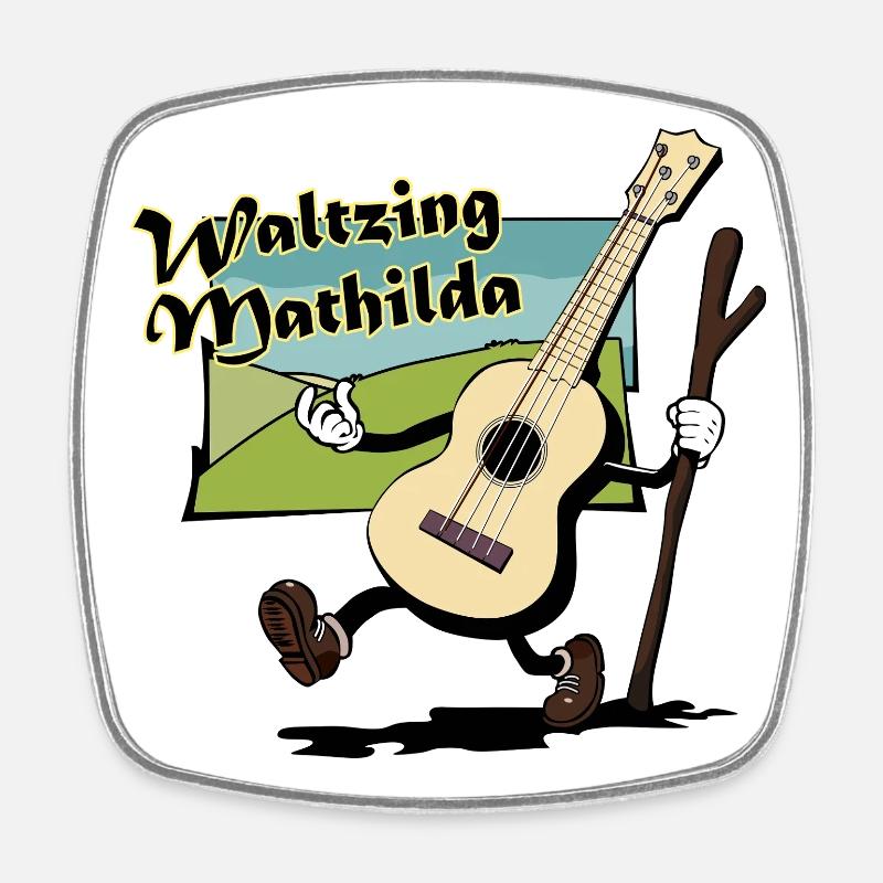 Waltzing Uke Mathilda - Viereckiger Kühlschrankmagnet - Weiß