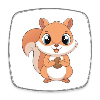 Baby Cartoon Eichhörnchen hält eine Nuss - Viereckiger Kühlschrankmagnet - Weiß - Vorne