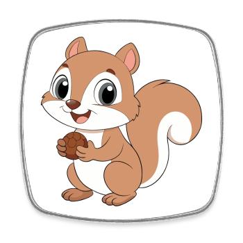 Baby Cartoon Eichhörnchen hält eine Haselnuss (v02) - Viereckiger Kühlschrankmagnet - Weiß - Vorne