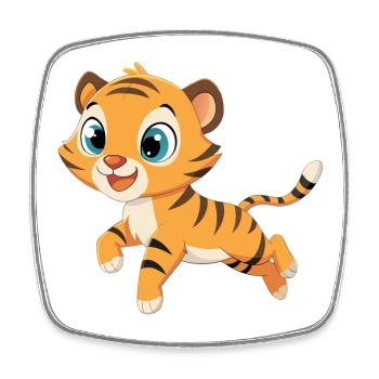 Verspieltes Tigerbaby mit großen Augen - Viereckiger Kühlschrankmagnet - Weiß - Vorne