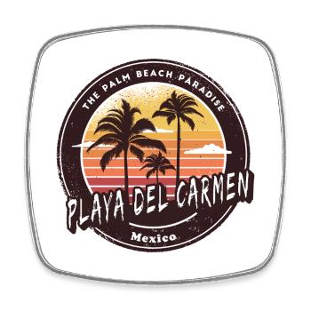 Playa del Carmen, Mexique, coucher de soleil Design - Magnet carré - blanc - Devant