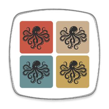 Oktopus Vintage Design - Viereckiger Kühlschrankmagnet - Weiß - Vorne