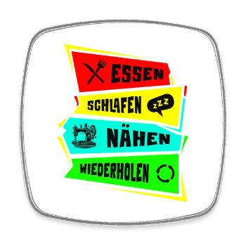 Essen. Schlafen. Nähen. Wiederholen. - Viereckiger Kühlschrankmagnet - Weiß - Vorne