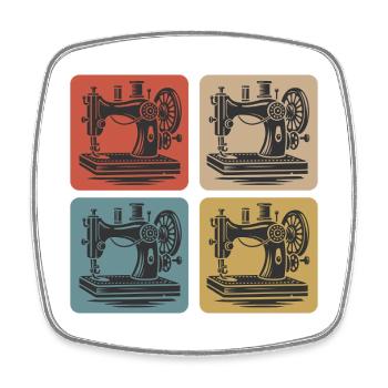 Machine à coudre vintage - Magnet carré - blanc - Devant