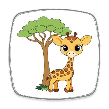 Cute Baby Giraffe Near a Tree - Square fridge magnet - white - Front
