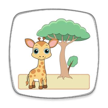 Cute Baby Giraffe Near a Tree (v02) - Square fridge magnet - white - Front