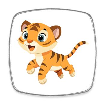 Baby Tiger Spieler mit großen Augen (v02) - Viereckiger Kühlschrankmagnet - Weiß - Vorne