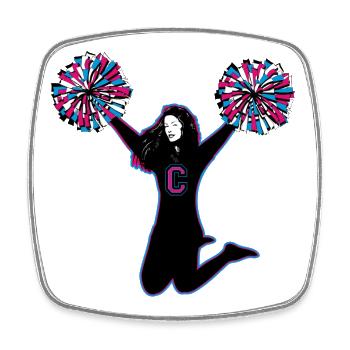 Cheerleader with pompoms - Dynamic sports motif - Square fridge magnet - white - Front