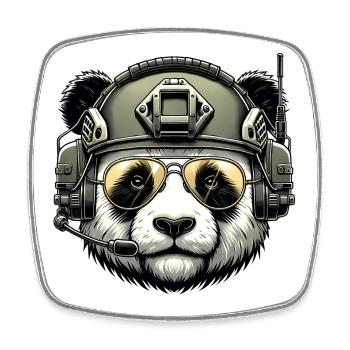 Panda Militär Armee Design - Viereckiger Kühlschrankmagnet - Weiß - Vorne