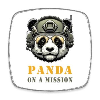 Panda in Mission / Military - Square fridge magnet - white - Front