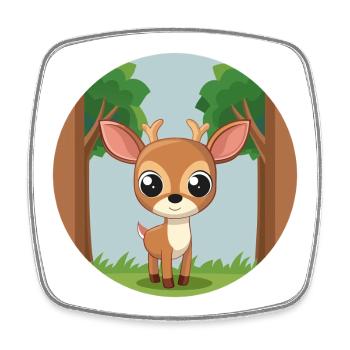 Entzückendes kleines Rehkitz im Wald (v03) - Viereckiger Kühlschrankmagnet - Weiß - Vorne