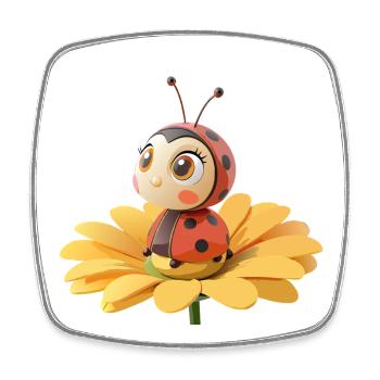 Coccinelle mignonne sur une fleur - Magnet carré - blanc - Devant
