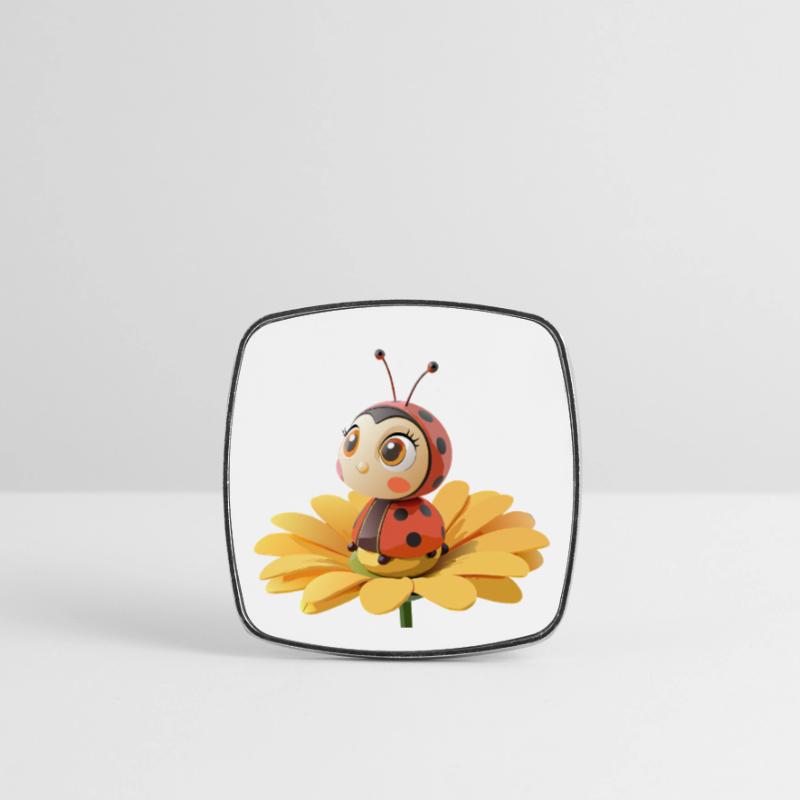 Süßer Marienkäfer auf einer Blume Viereckiger Kühlschrankmagnet