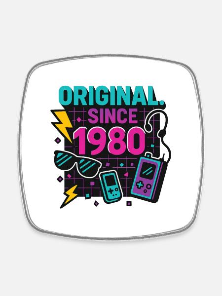 Original. Since 1980 – Neon Edition Birth Year - Square fridge magnet - white