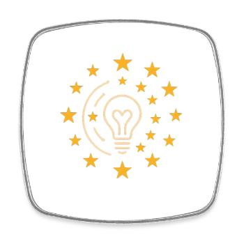 Ampoule créative avec couronne d’étoiles - Magnet carré - blanc - Devant