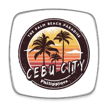 Cebu City Philippinen Strand Palmen Design - Viereckiger Kühlschrankmagnet - Weiß - Vorne