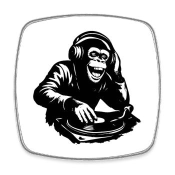DJ The Monkey Dance Banksy Style - Square fridge magnet - white - Front