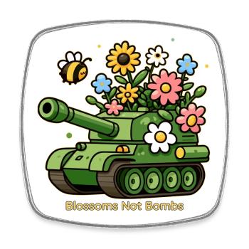 Blossoms Not Bombs - Square fridge magnet - white - Front