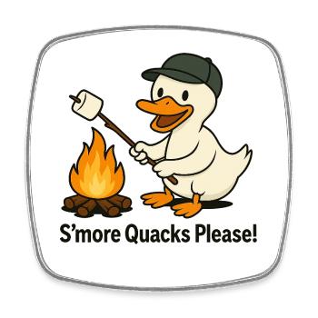 S’more charlatans s’il vous plaît ! – Canard de camping - Magnet carré - blanc - Devant