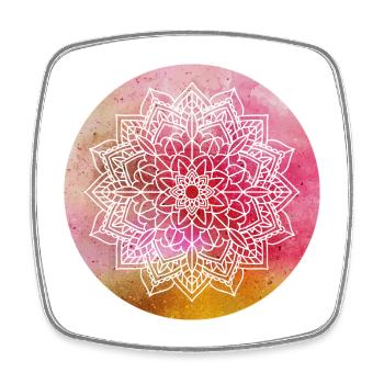 Yoga Mandala Concentration Pink Watercolor Namaste - Square fridge magnet - white - Front