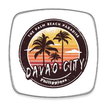 Davao City Philippines Beach Palm Trees Design - Square fridge magnet - white - Front