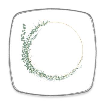 Eucalyptus wreath, personalizable - Square fridge magnet - white - Front
