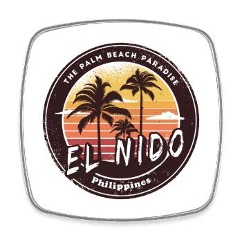 El Nido Philippinen Strand Palmen Design - Viereckiger Kühlschrankmagnet - Weiß - Vorne