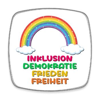INKLUSION REGENBOGEN FRIEDEN DEMOKRATIE - Viereckiger Kühlschrankmagnet - Weiß - Vorne