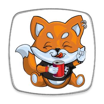 Metal Fuchs - Viereckiger Kühlschrankmagnet - Weiß - Vorne