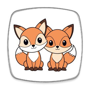 Two little foxes who are friends - Square fridge magnet - white - Front