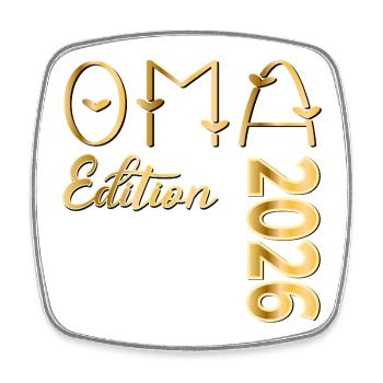 SCHRIFTZUG OMA 2026 - Viereckiger Kühlschrankmagnet - Weiß - Vorne