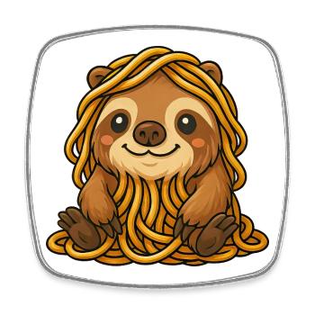 Lustige Capybara mit Spaghetti und Nudeln - Viereckiger Kühlschrankmagnet - Weiß - Vorne