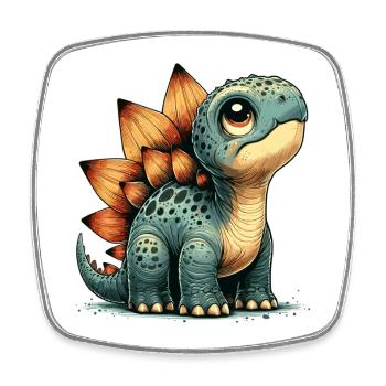 Stegosaurus Baby Dino Babydino Dinobaby Gift - Square fridge magnet - white - Front