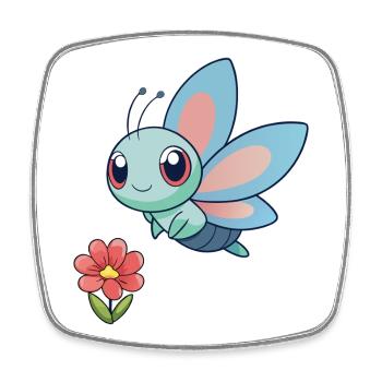 Baby Colorful Dragonfly Near a Flower - Square fridge magnet - white - Front