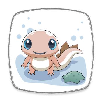 Small pink salamander at the water's edge - Square fridge magnet - white - Front