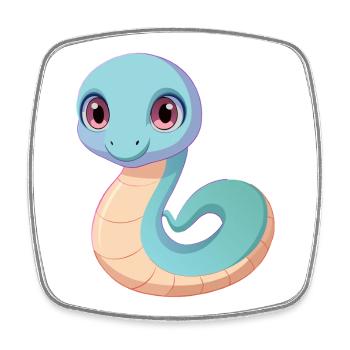 Bébé serpent - Magnet carré - blanc - Devant