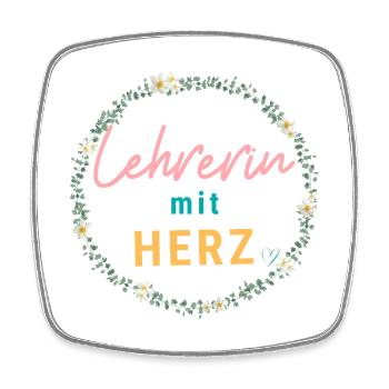 Lehrerin mit Herz! Personalisierbares Design - Viereckiger Kühlschrankmagnet - Weiß - Vorne