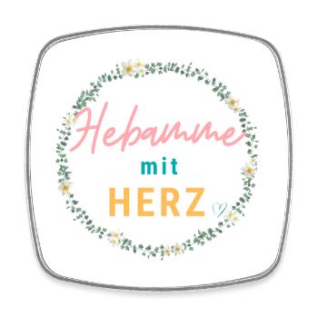 Hebamme mit Herz - personalisierbares Design - Viereckiger Kühlschrankmagnet - Weiß - Vorne