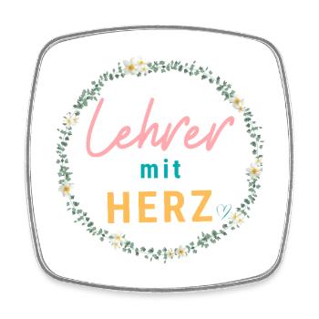 Lehrer mit Herz! Personalisierbares Design - Viereckiger Kühlschrankmagnet - Weiß - Vorne