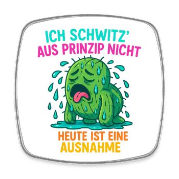 Funny cactus design – "I sweat on principle - Square fridge magnet - white - Front