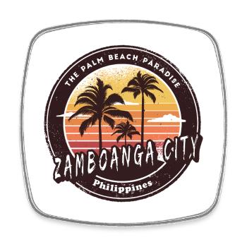 Zamboanga City Philippines Beach Palm Trees Design - Square fridge magnet - white - Front