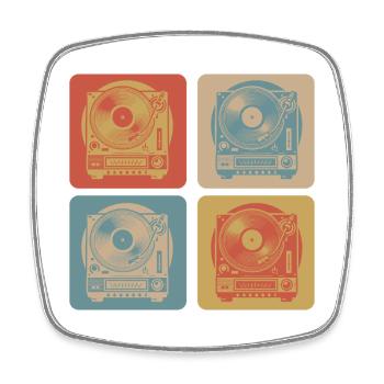 Platine vinyle Vintage - Magnet carré - blanc - Devant