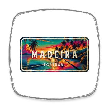 Madeira Portugal – Sonnenuntergang Schild - Viereckiger Kühlschrankmagnet - Weiß - Vorne