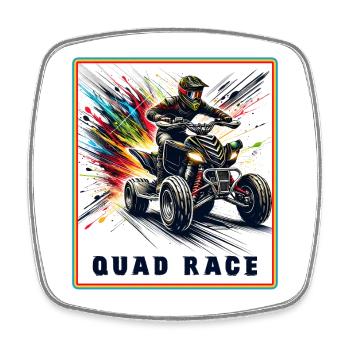 Quad Race – Speed Explosion - Viereckiger Kühlschrankmagnet - Weiß - Vorne