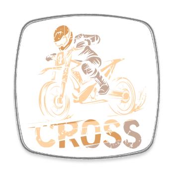 Symbole rétro du motocross - Motards et fans de dirt - Magnet carré - blanc - Devant
